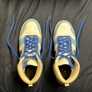 Custom Made Nike Dunk High Blue and White Shoes